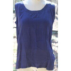 VTG 1990s Robert Stock Navy Blue Silk Shirt Women Medium Tank Top Blouse Under